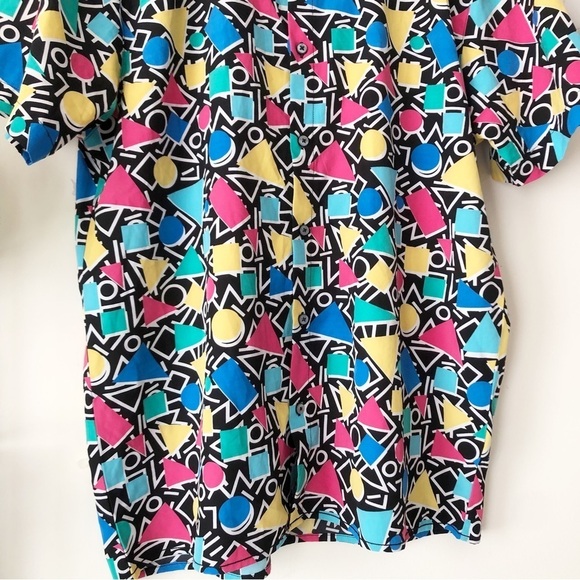 OH SNAP! Drill Clothing 90s Memphis Style Geo Print Button Up Shirt Size Large - Picture 7 of 13